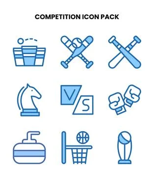 Competition Two Colour Graphics Icons Pack Stock Illustration