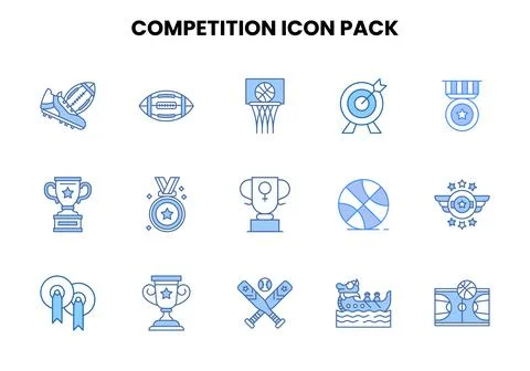 Competition Two Colour Icons Pack Stock Illustration
