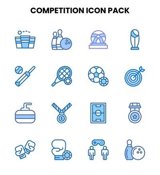 Competition Two Colour Icons Pack Stock Illustration