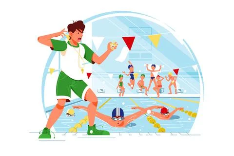 Competition in water Stock Illustration