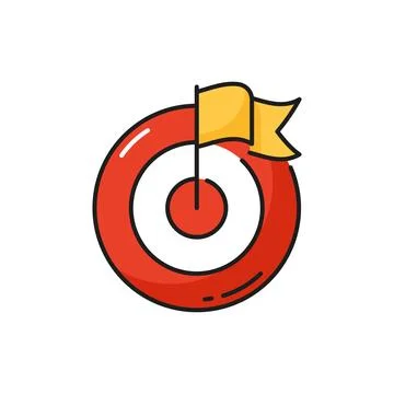 Competition win outline icon with flag in target Stockillustratie