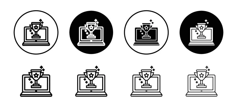 Competition win vector icon set collection. Competition win Outline flat Icon Stock Illustration