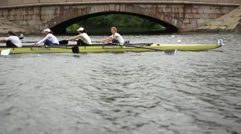 Competition in the Women's eights rowing Stock Footage 11374349