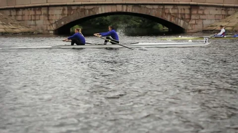 Competition in the women's pairs rowing Stock Footage 11374085
