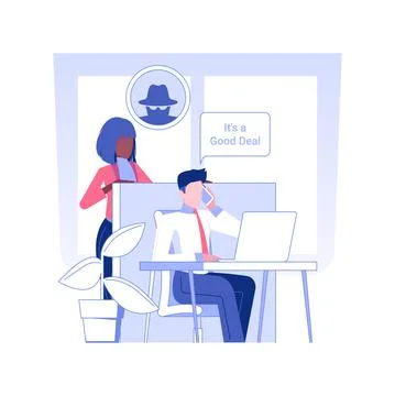 Competition in a workplace isolated concept vector illustration. Ilustración de archivo