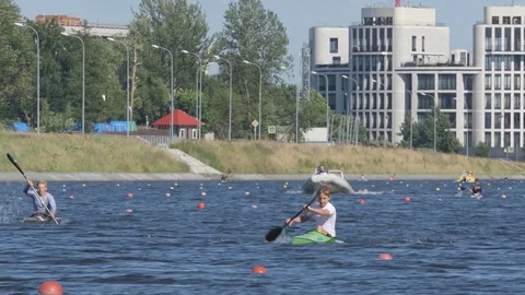 Competition of young kayakers Видео 80863286