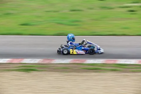 Competition of young pilots on karting Stock Photos
