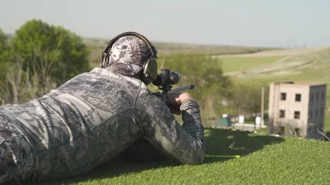 Competitions in high-precision shooting from a sniper rifle. Stock Footage 243486480