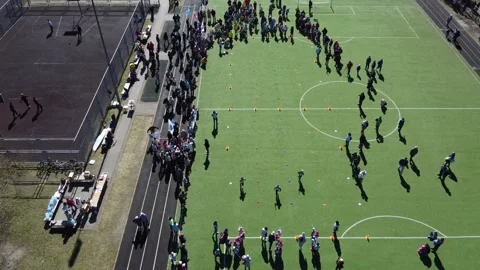 Competitions in the relay race between pupils of kindergartens Stock Footage 190433721