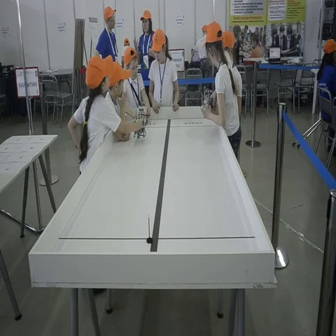 Competitions of robots among school students Stock Footage 69298375