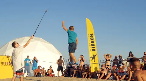 Competitions of Slackline Stock Footage 66356604