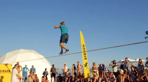 Competitions of Slackline Video stock 66356656