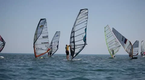 Competitions in windsurfing Stock Footage 10861100