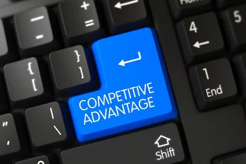Competitive Advantage - Computer Button. 3D Stock Illustration