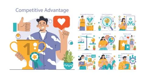 Competitive advantage concept. Flat vector illustration. Illustrazione stock