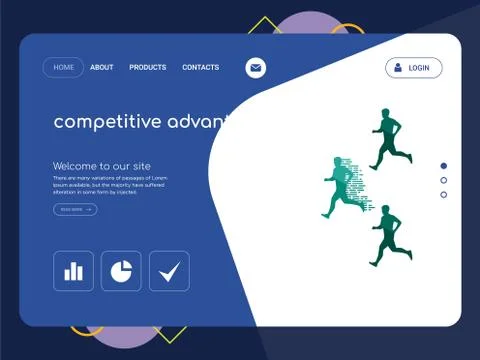 Competitive advantage Landing page website template design Free Stock Illustration
