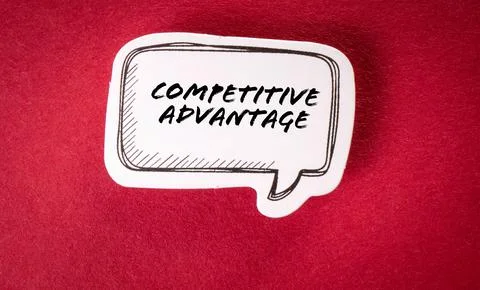 COMPETITIVE ADVANTAGE. Speech bubble with text on red background Stock Photos