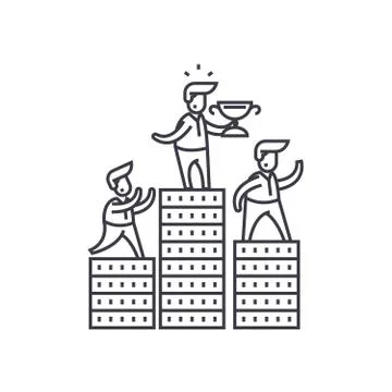 Competitive advantage vector line icon, sign, illustration on background イラスト素材