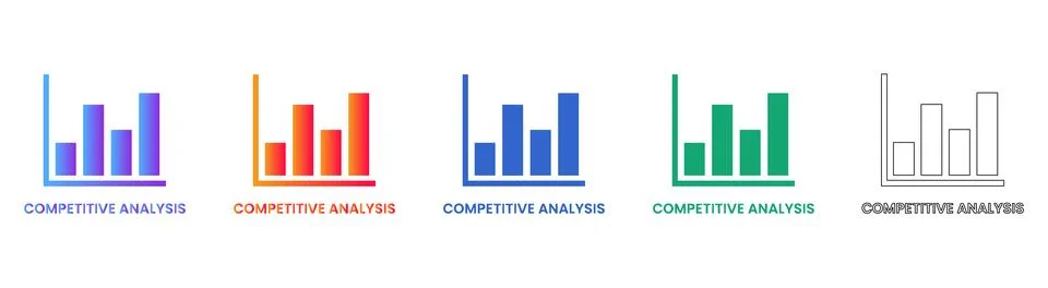 Competitive Analysis Bar Chart Icons Stock Illustration