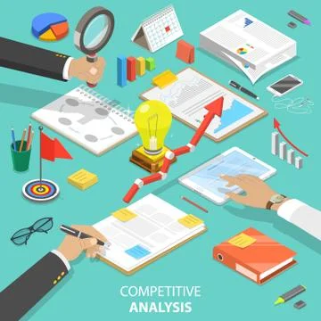 Competitive analysis flat isometric vector concept Stock Illustration