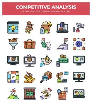 Competitive Analysis Icons. A Visual Guide to Business Strategy Stock Illustration