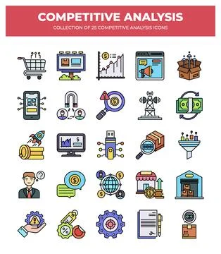 Competitive Analysis Icons. A Visual Guide to Business Strategy Stock Illustration