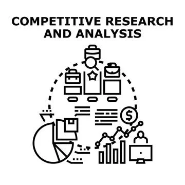 Competitive analysis research and business strategy development Stock Illustration