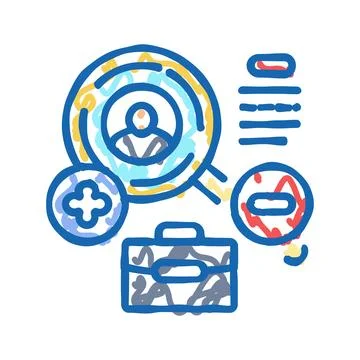 Competitive analysis technical sales engineer icon doodle illustration Stock Illustration