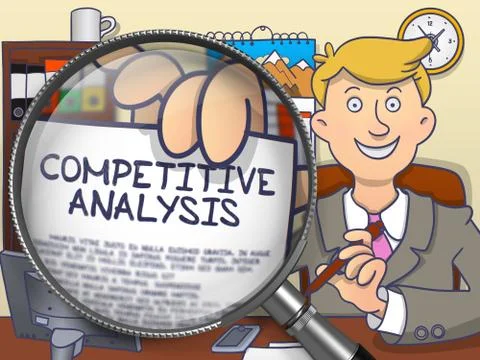 Competitive Analysis through Lens. Doodle Style 스톡 일러스트