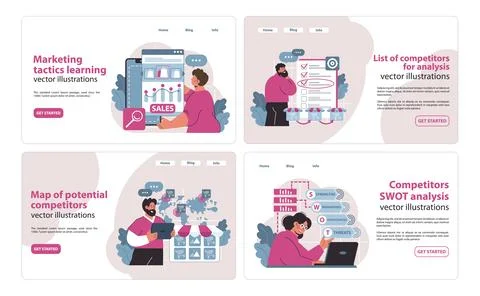 Competitive analysis toolkit. Holistic study of market tactics. Illustrazione stock
