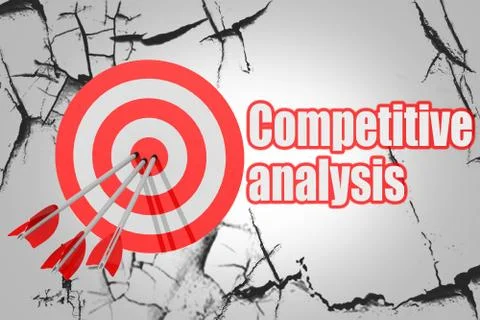 Competitive analysis word with red arrow and board Stock Illustration