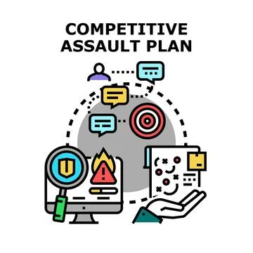 Competitive attack plan developing business strategy and goals Illustrazione stock