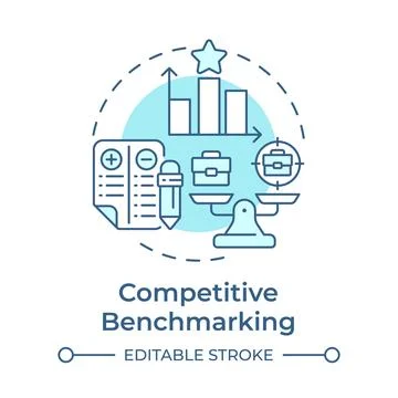 Competitive benchmarking soft blue concept icon Stock Illustration