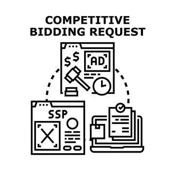 Competitive bidding request concept for online advertising auction Stock Illustration