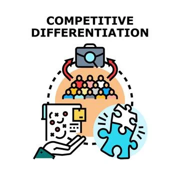 Competitive differentiation finding unique business strategy Stock Illustration