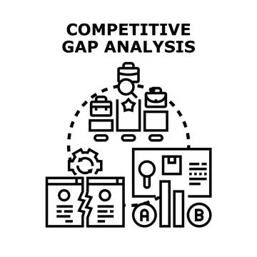 Competitive gap analysis and market opportunity evaluation Stock Illustration
