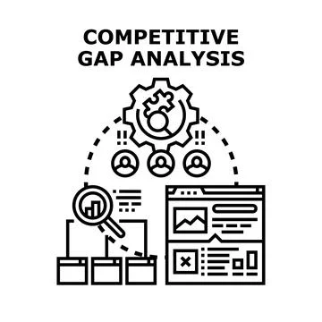 Competitive gap analysis process evaluating market position Stock Illustration