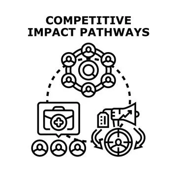 Competitive impact pathways evaluating business strategy and target audience Stock Illustration