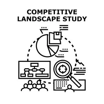 Competitive landscape study analyzing market data and strategy Stock Illustration