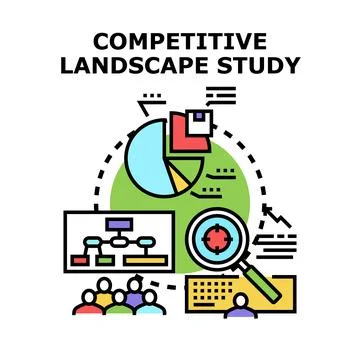 Competitive landscape study analyzing market data and strategy Stock Illustration