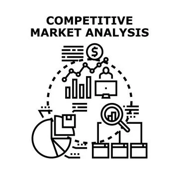 Competitive market analysis evaluating business growth strategy Stock Illustration