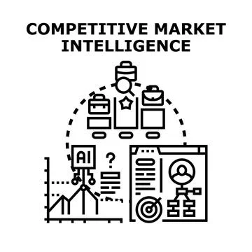 Competitive market intelligence data analytics business strategy 库存插图