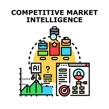 Competitive market intelligence data analytics business strategy 库存插图