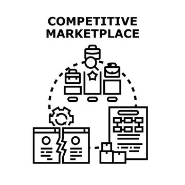 Competitive marketplace concept developing business strategy elements 库存插图
