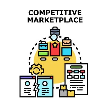 Competitive marketplace concept developing business strategy elements Stock Illustration