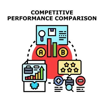 Competitive performance comparison analysis icon vector Stock Illustration