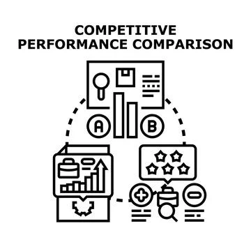 Competitive performance comparison analysis icon vector Stock Illustration