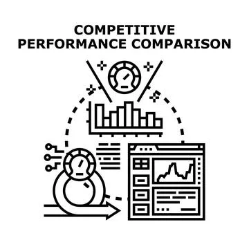 Competitive performance comparison of business data illustrating analysis 库存插图