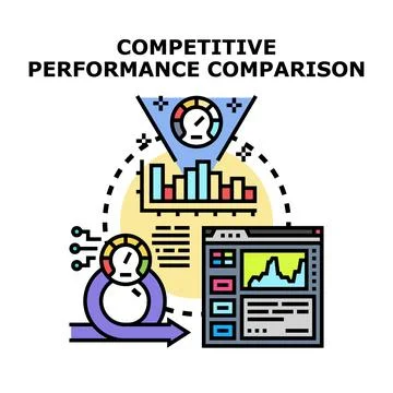 Competitive performance comparison of business data illustrating analysis Stock Illustration