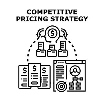 Competitive pricing strategy optimizing market position Stock Illustration